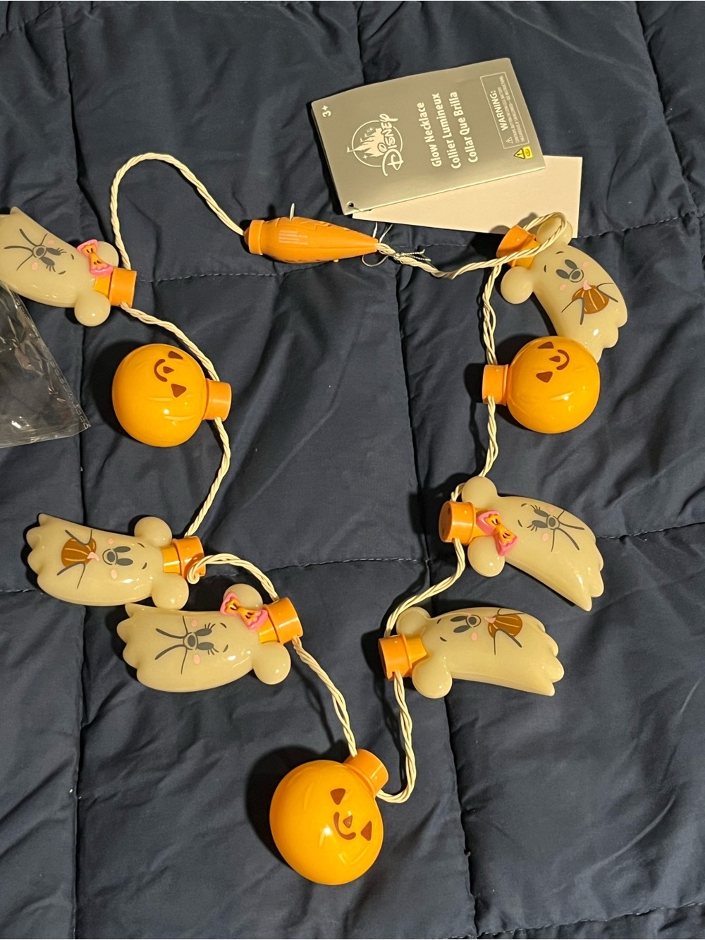 Disney Parks Halloween Ghost & Jack-o'-Lantern Light Necklace